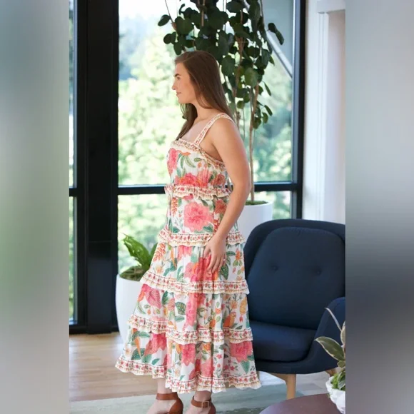 FARM RIO Macaw Bloom Ruffle Tiered Sundress - ampdigital.org